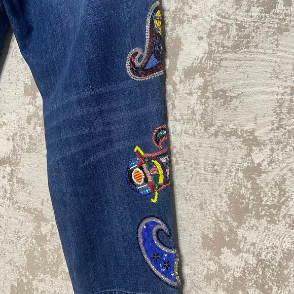 MSGM High Rise Straight Leg Paisley Beaded Jeans - Picture 8 of 8